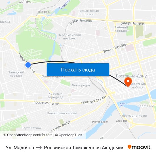 Ул. Мадояна to Российская Таможенная Академия map