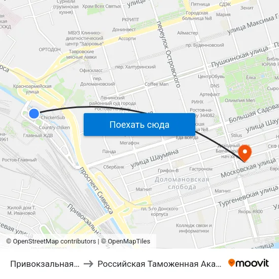 Привокзальная Пл. to Российская Таможенная Академия map