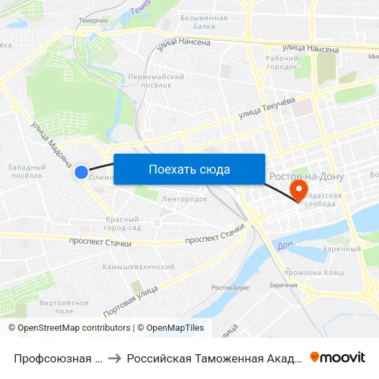 Профсоюзная Ул. to Российская Таможенная Академия map