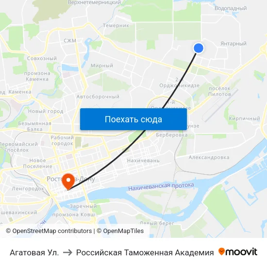 Агатовая Ул. to Российская Таможенная Академия map