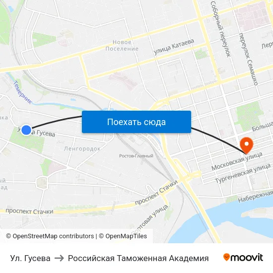 Ул. Гусева to Российская Таможенная Академия map