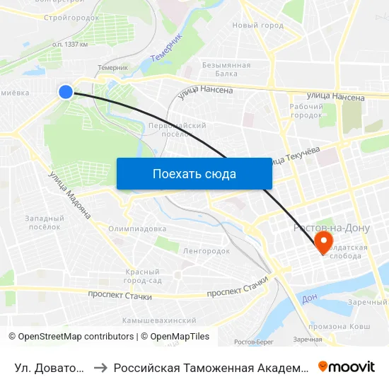 Ул. Доватора to Российская Таможенная Академия map