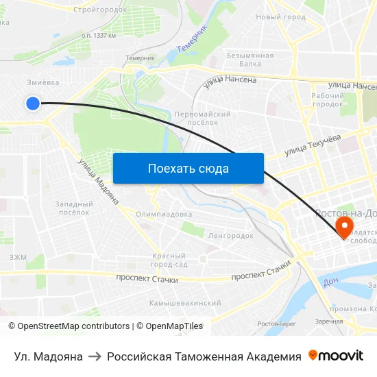 Ул. Мадояна to Российская Таможенная Академия map