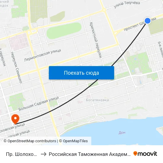 Пр. Шолохова to Российская Таможенная Академия map