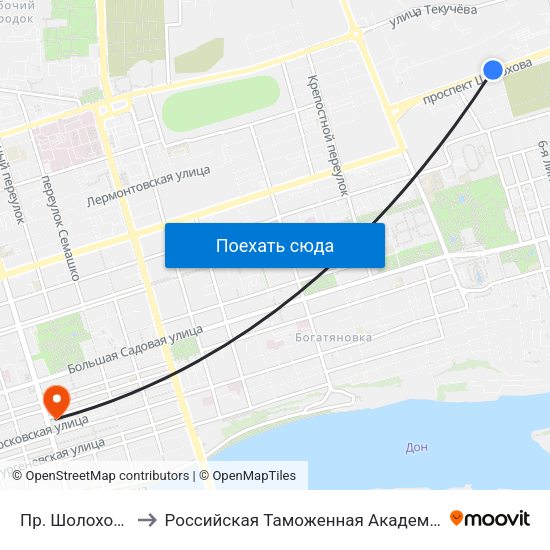 Пр. Шолохова to Российская Таможенная Академия map