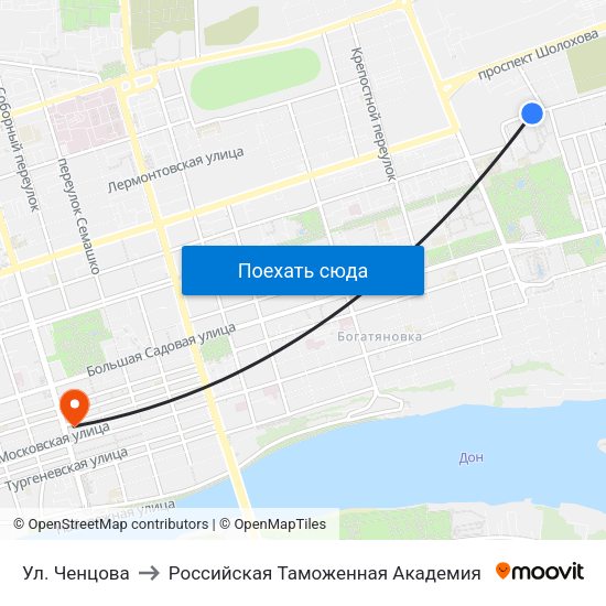 Ул. Ченцова to Российская Таможенная Академия map