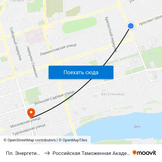 Пл. Энергетиков to Российская Таможенная Академия map