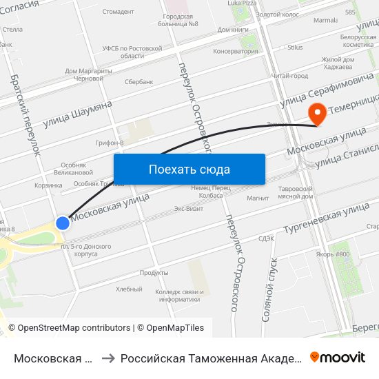 Московская Ул. to Российская Таможенная Академия map