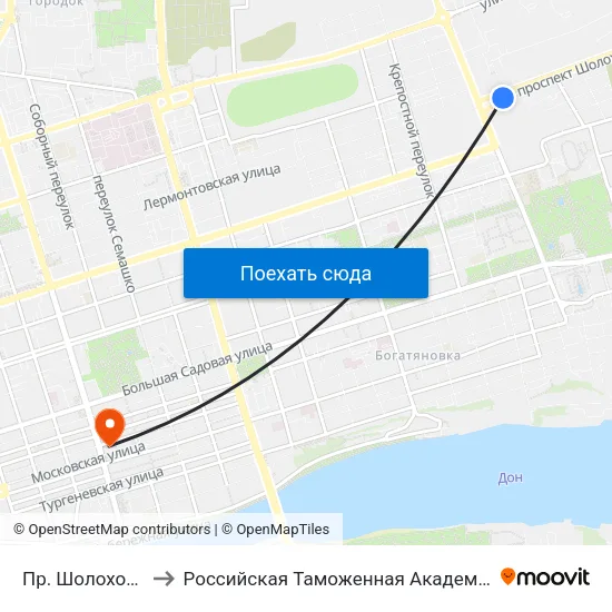 Пр. Шолохова to Российская Таможенная Академия map