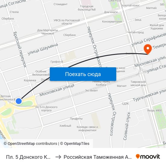 Пл. 5 Донского Корпуса to Российская Таможенная Академия map