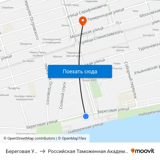 Береговая Ул. to Российская Таможенная Академия map