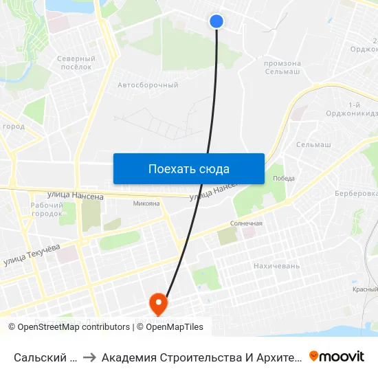 Сальский Пер. to Академия Строительства И Архитектуры Дгту map