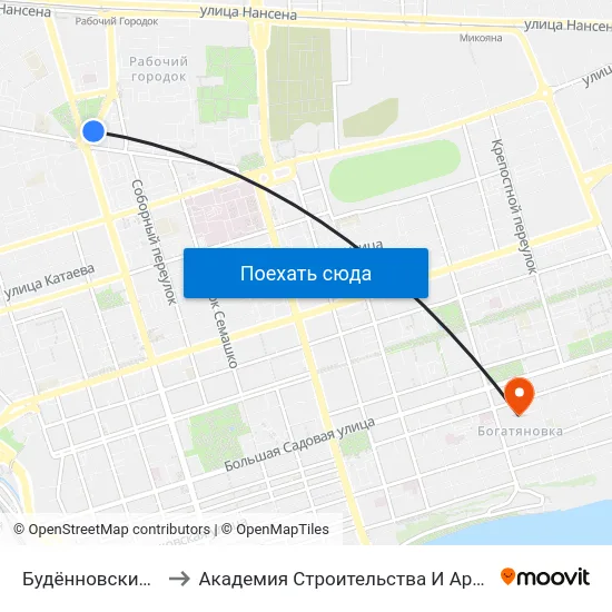 Будённовский Просп. to Академия Строительства И Архитектуры Дгту map