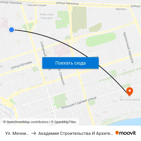 Ул. Мечникова to Академия Строительства И Архитектуры Дгту map