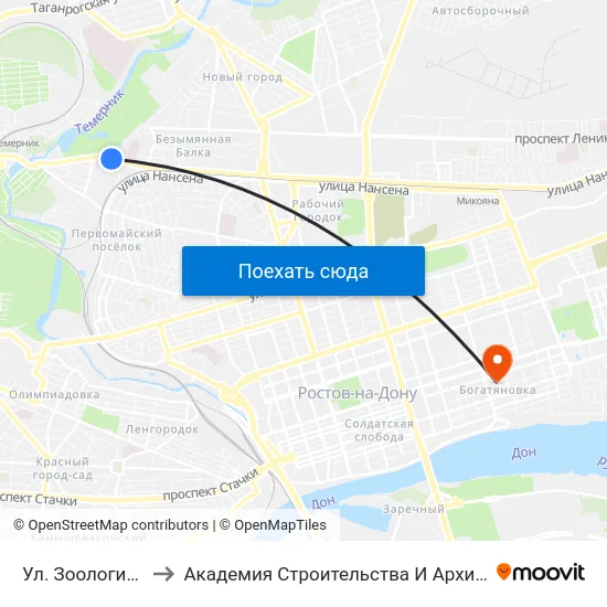 Ул. Зоологическая to Академия Строительства И Архитектуры Дгту map