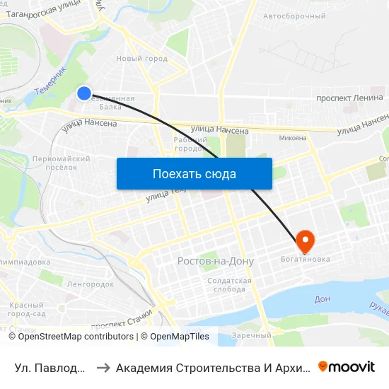 Ул. Павлодарская to Академия Строительства И Архитектуры Дгту map