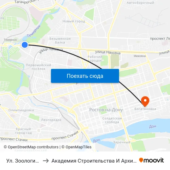 Ул. Зоологическая to Академия Строительства И Архитектуры Дгту map