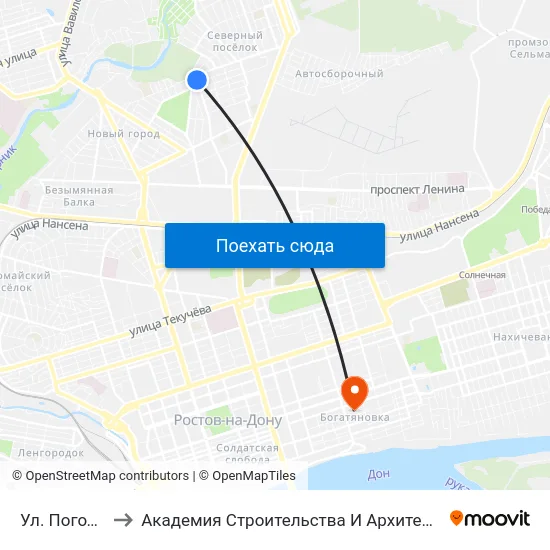 Ул. Погодина to Академия Строительства И Архитектуры Дгту map