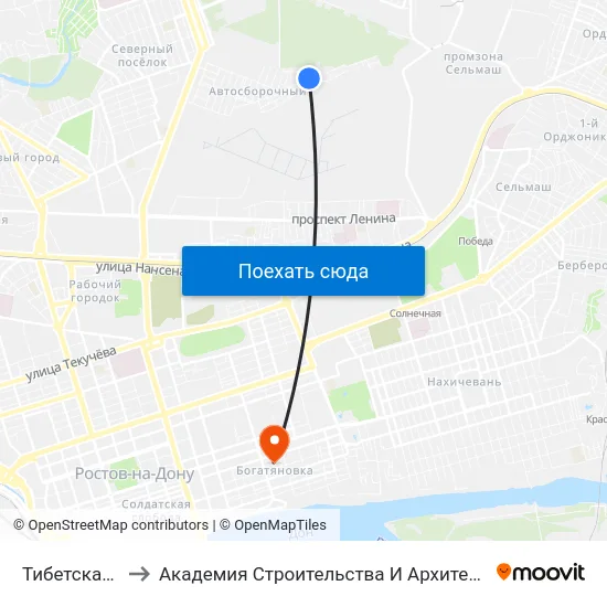 Тибетская Ул. to Академия Строительства И Архитектуры Дгту map