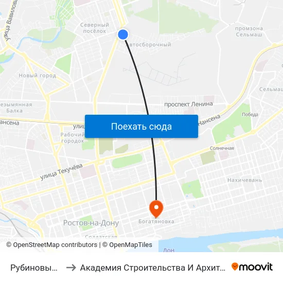 Рубиновый Пер. to Академия Строительства И Архитектуры Дгту map