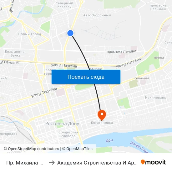 Пр. Михаила Нагибина to Академия Строительства И Архитектуры Дгту map