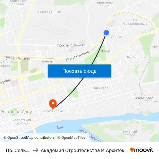 Пр. Сельмаш to Академия Строительства И Архитектуры Дгту map