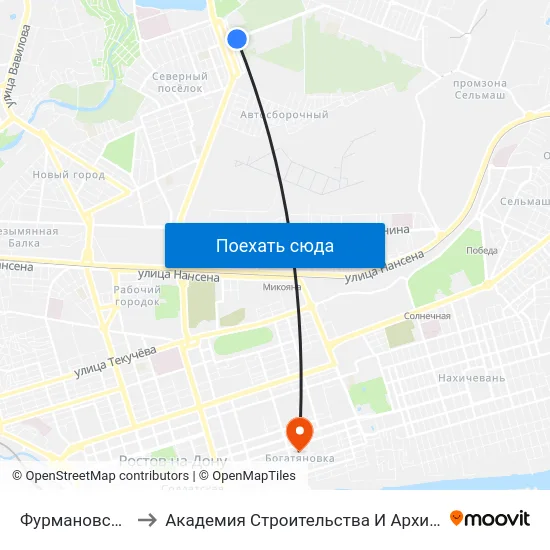 Фурмановская Ул. to Академия Строительства И Архитектуры Дгту map