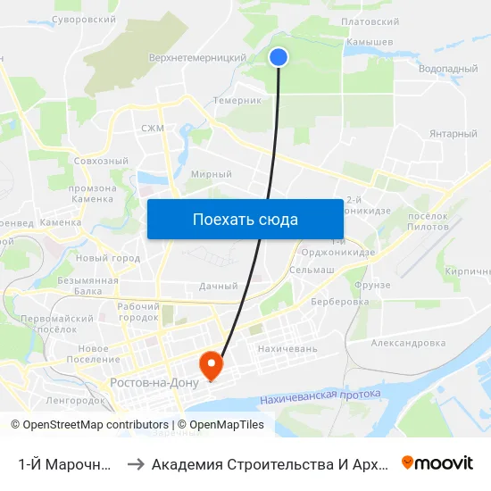 1-Й Марочный Пер. to Академия Строительства И Архитектуры Дгту map