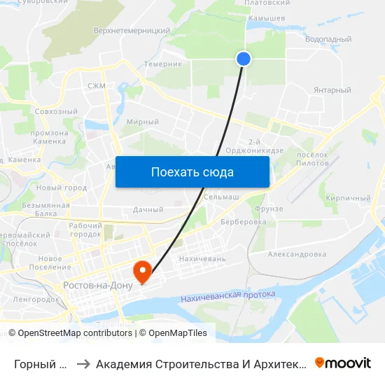 Горный Пер. to Академия Строительства И Архитектуры Дгту map