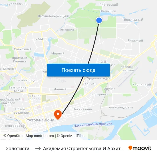 Золотистая Ул. to Академия Строительства И Архитектуры Дгту map