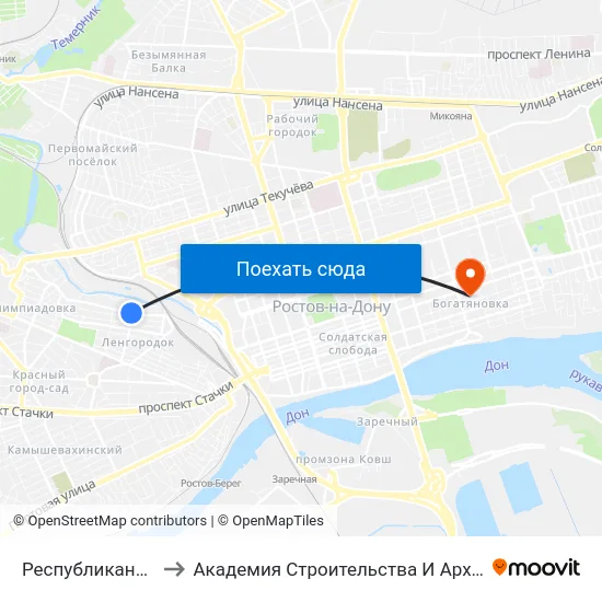 Республиканская Ул. to Академия Строительства И Архитектуры Дгту map