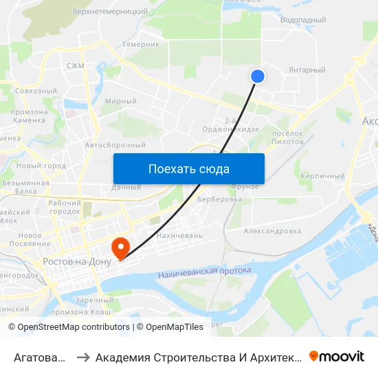 Агатовая Ул. to Академия Строительства И Архитектуры Дгту map