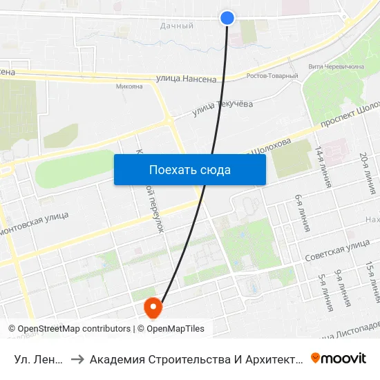 Ул. Ленина to Академия Строительства И Архитектуры Дгту map