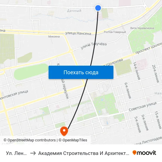 Ул. Ленина to Академия Строительства И Архитектуры Дгту map