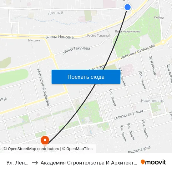 Ул. Ленина to Академия Строительства И Архитектуры Дгту map