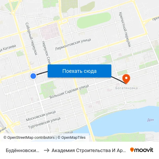 Будённовский Просп. to Академия Строительства И Архитектуры Дгту map