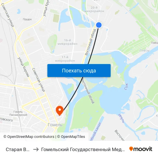 Старая Волотова to Гомельский Государственный Медицинский Университет map