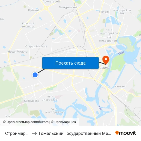 Строймаркет «Ksk» to Гомельский Государственный Медицинский Университет map