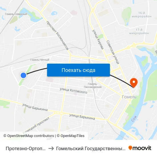 Протезно-Ортопедический Центр to Гомельский Государственный Медицинский Университет map