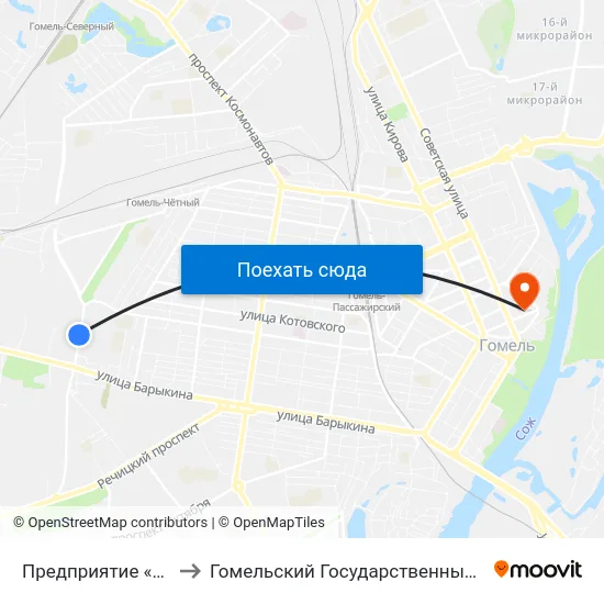 Предприятие «Сейсмотехника» to Гомельский Государственный Медицинский Университет map