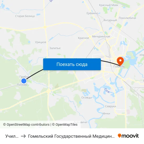 Училище to Гомельский Государственный Медицинский Университет map