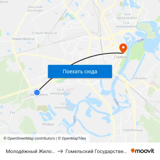 Молодёжный Жилой Комплекс «Солнечный» to Гомельский Государственный Медицинский Университет map