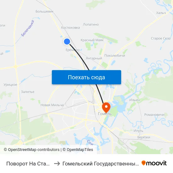 Поворот На Станцию Костюковка to Гомельский Государственный Медицинский Университет map