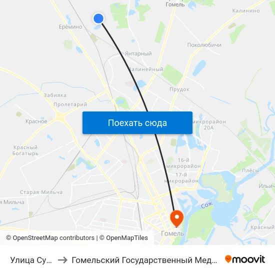 Улица Сурганова to Гомельский Государственный Медицинский Университет map