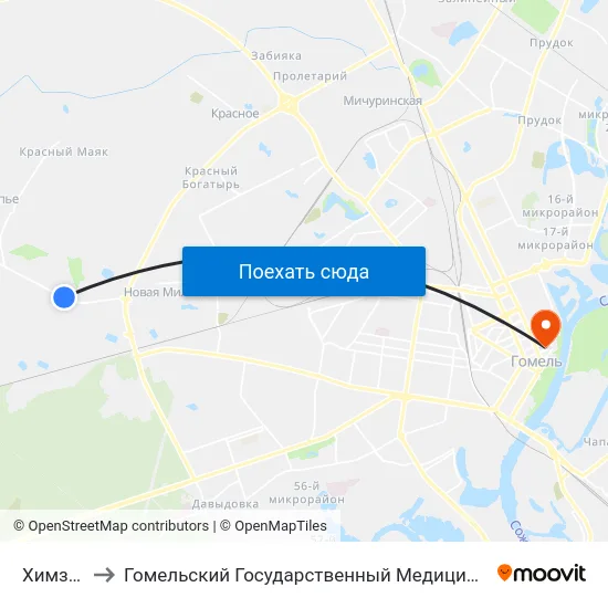 Химзавод to Гомельский Государственный Медицинский Университет map