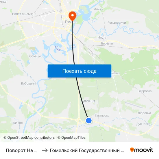 Поворот На Каравышень to Гомельский Государственный Медицинский Университет map