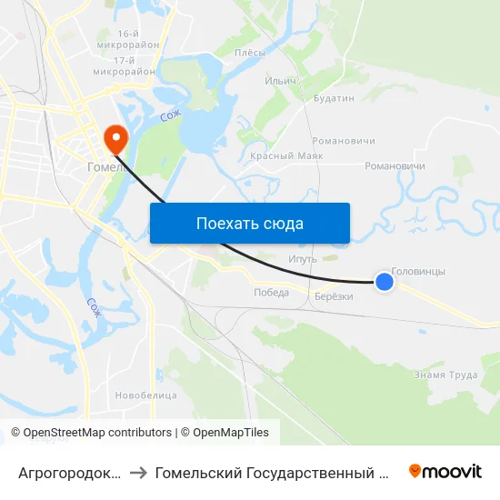 Агрогородок «Улуковье» to Гомельский Государственный Медицинский Университет map