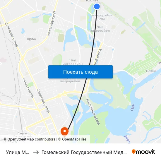 Улица Макаёнка to Гомельский Государственный Медицинский Университет map