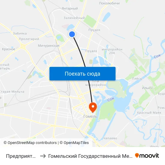 Предприятие «Ратон» to Гомельский Государственный Медицинский Университет map