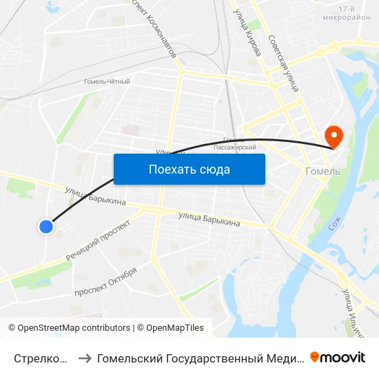 Стрелковый Тир to Гомельский Государственный Медицинский Университет map
